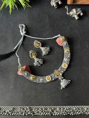 11 - Antique Dual-Tone Temple Choker set