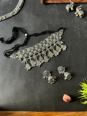 06 - Oxidised Choker Set with Jhumka Earrings