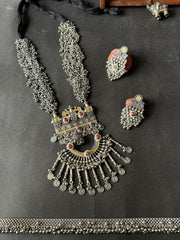 17 - keshva Oxidised Silver Statement Jewellery Set