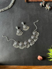 07 - Vira Oxidised Statement Necklace Set ✨