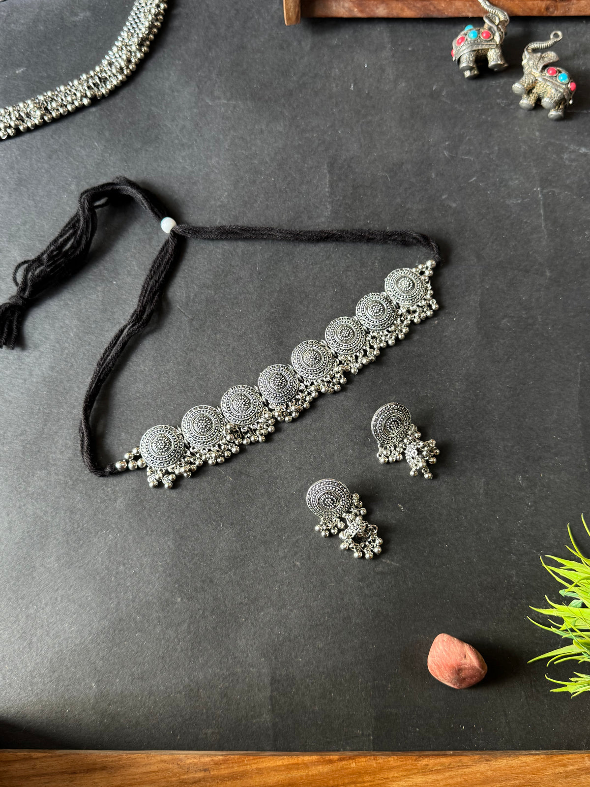 08 - Oxidised Choker Set with jumka earring