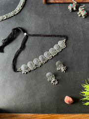08 - Oxidised Choker Set with jumka earring