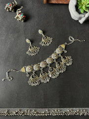 02 - Rajsi coin Dual Tone Statement Choker Set