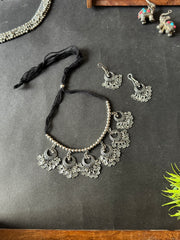09 - Oxidised Floral Choker Set